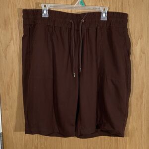 Willit Women's Sz 2XL Hiking Shorts Bermuda Linen Blend Brown Gauzy Pull On